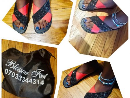 BLACK AND RED STRAP FEMALE SLIPPERS